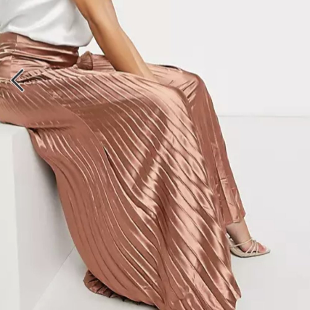 Vila Pleated Satin Maxi Skirt Bronze